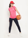 Clovia Comfort-Fit Active T-shirt in Salmon Pink