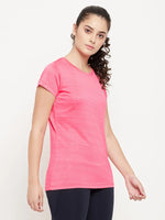 Clovia Comfort-Fit Active T-shirt in Salmon Pink