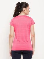 Clovia Comfort-Fit Active T-shirt in Salmon Pink