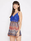 Clovia Print Me Pretty Babydoll in Blue - Lace & Georgette