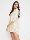 Clovia Classic Checks Short Night Dress in White - Rayon