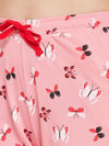 Clovia Butterfly Print Top & Pyjama in Peach Pink - 100% Cotton