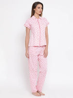 Clovia Cotton Base Strawberry Print Shirt & Pyjama