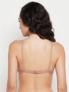 Clovia Non-Wired Lightly Padded Spacer Cup Plunge Bra in Nude Colour - Cotton Rich