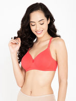 Clovia Padded Non-Wired Full Cup Multiway T-shirt Bra in Orangish Red - Cotton