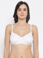 Clovia Non-Padded Non-Wired Full Coverage Bra in White - Cotton Rich