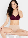 Clovia Padded Non-Wired Full Cup Multiway T-shirt Bra in Wine Colour - Cotton