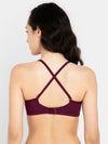 Clovia Padded Non-Wired Full Cup Multiway T-shirt Bra in Wine Colour - Cotton