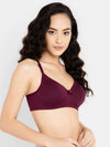 Clovia Padded Non-Wired Full Cup Multiway T-shirt Bra in Wine Colour - Cotton