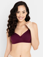 Clovia Padded Non-Wired Full Cup Multiway T-shirt Bra in Wine Colour - Cotton