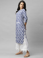 Rigo Women White Ikkat Style Printed Straight Kurta