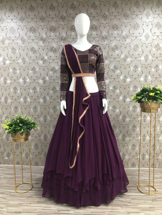 Assorted Premium Quality Wine Akshu Lehenga