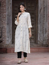 Juniper Women's Off - White Rayon Printed A-Line Kurta