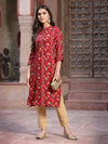 Juniper Women's Red Muslin Printed Straight Kurta