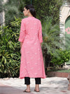 Juniper Women's Pink Rayon Printed A-Line Kurta