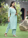 Juniper Women's Sky Blue Cotton Cambric Festive Printed Kurta Set