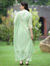 Juniper Mint Green Chanderi Festive Embroidered Polka Dot Printed A-line Kurta Set