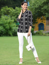 Juniper Black Rayon Festive Printed Asymmetric Tunic For Women