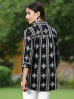 Juniper Black Rayon Festive Printed Asymmetric Tunic For Women