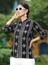 Juniper Black Rayon Festive Printed Asymmetric Tunic For Women