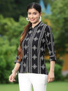 Juniper Black Rayon Festive Printed Asymmetric Tunic For Women