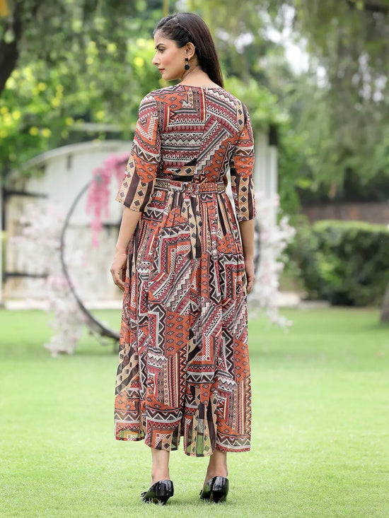 Women Abstract Standard Brown Jumpsuits & Sets