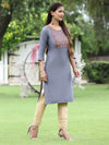 Juniper Women Blue Rayon Festive Wear Embroidered Straight Kurta