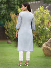 Juniper Women Grey Crepe Casual Wear Digital Printed Straight Kurta