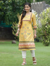 Juniper Women Yellow Crepe Casual Wear Digital Printed Straight Kurta