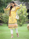 Juniper Women Yellow Crepe Casual Wear Digital Printed Straight Kurta