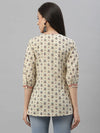 Juniper Beige Cambric Casual Wear Printed A-Line Tunic