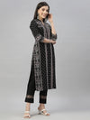 Juniper Black Rayon Festive Placement Print Kurta For Women