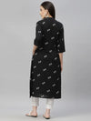 Juniper Black Rayon Festive Printed A-Line Kurta For Women