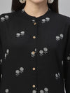 Juniper Black Rayon Festive Printed A-Line Kurta For Women