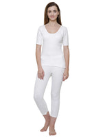 Bodycare Womens Thermal Tops Round Neck Half Sleeves Pack Of 1-White