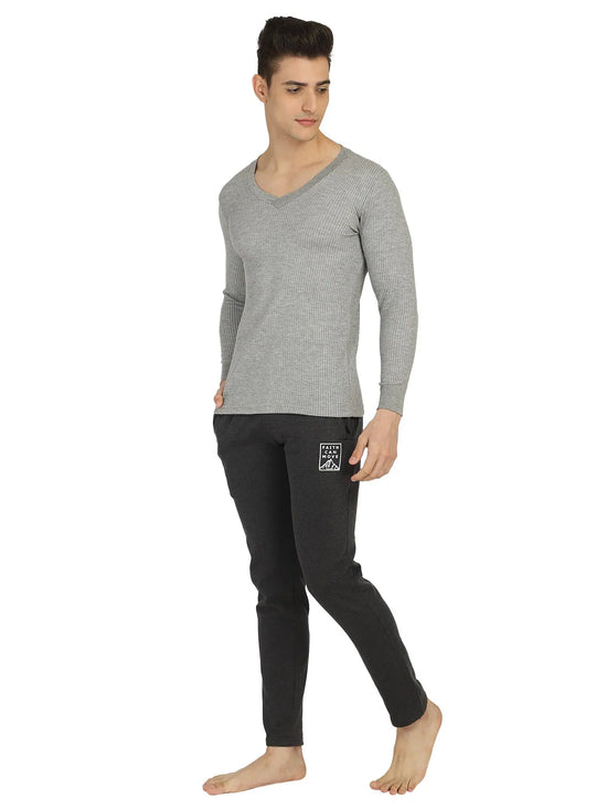 Bodycare Mens Tops V Neck Full Sleeves Pack Of 1-Gray Melange