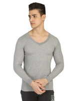 Bodycare Mens Tops V Neck Full Sleeves Pack Of 1-Gray Melange