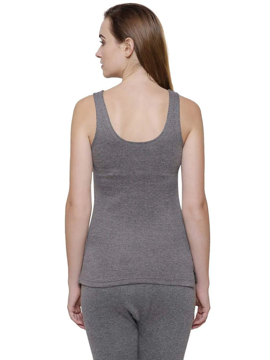 Dyca Womens Thermal Tops Round Neck Sleeveless Pack Of 1-Charcoal Melange