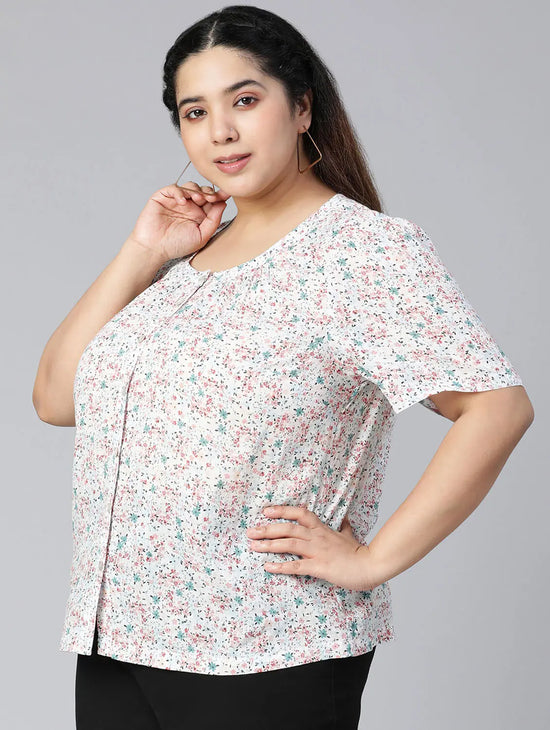 Brilliant & Bright Floral Print Plus Size Women Top