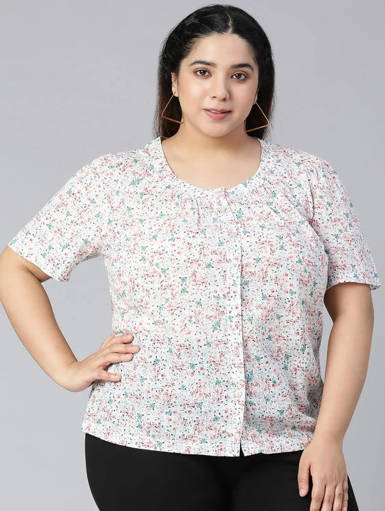 Brilliant & Bright Floral Print Plus Size Women Top