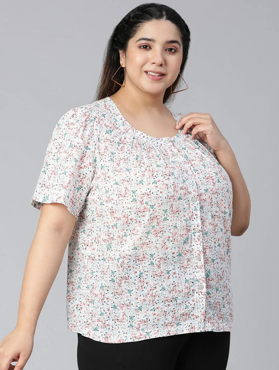 Brilliant & Bright Floral Print Plus Size Women Top