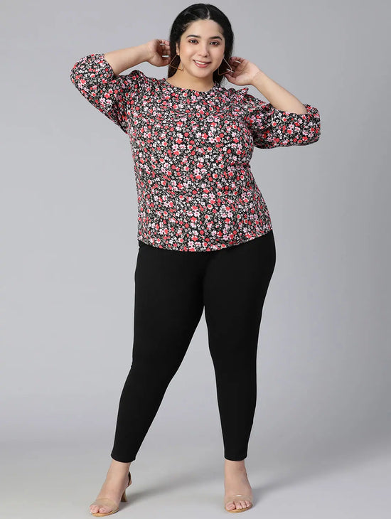 Braid Of Florals Plus Size Women Casual Top