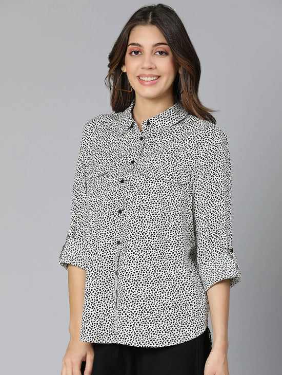 Ivory Soft Folral Print Women Shirt