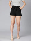 Zaz Black Elasticated Women Shorts