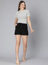 Zaz Black Elasticated Women Shorts