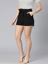 Zaz Black Elasticated Women Shorts