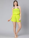 Shivery Yellow Elaticated Off-Shoulder Women Beachwear