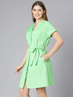 Prasine Green Tie-Knot Women Casual Dress