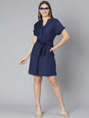 Berry Darl Blue Women Tie-Knot Casual Dress