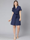 Berry Darl Blue Women Tie-Knot Casual Dress